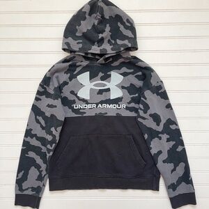 UNDER ARMOUR VGUC Black Camouflage Print Logo Hoodie Sweatshirt